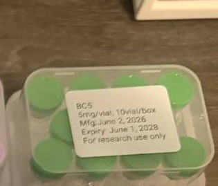 BPC 157 — 5mg*10vials, owner-supplied package photograph.